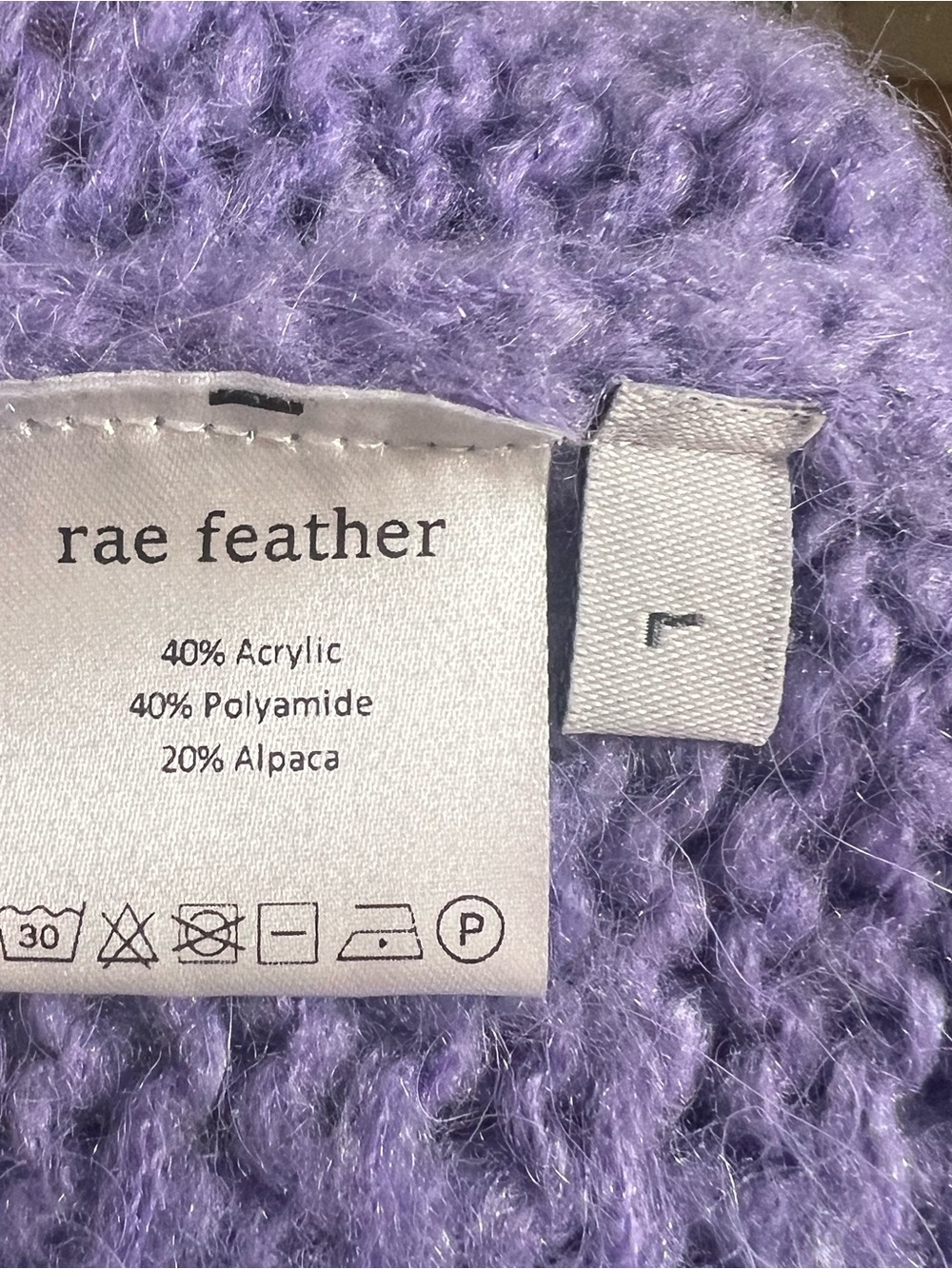 Rae Feather Alpaca Blend Chunky Knit Sweater Vest Lilac Purple NWT - Picture 5 of 5